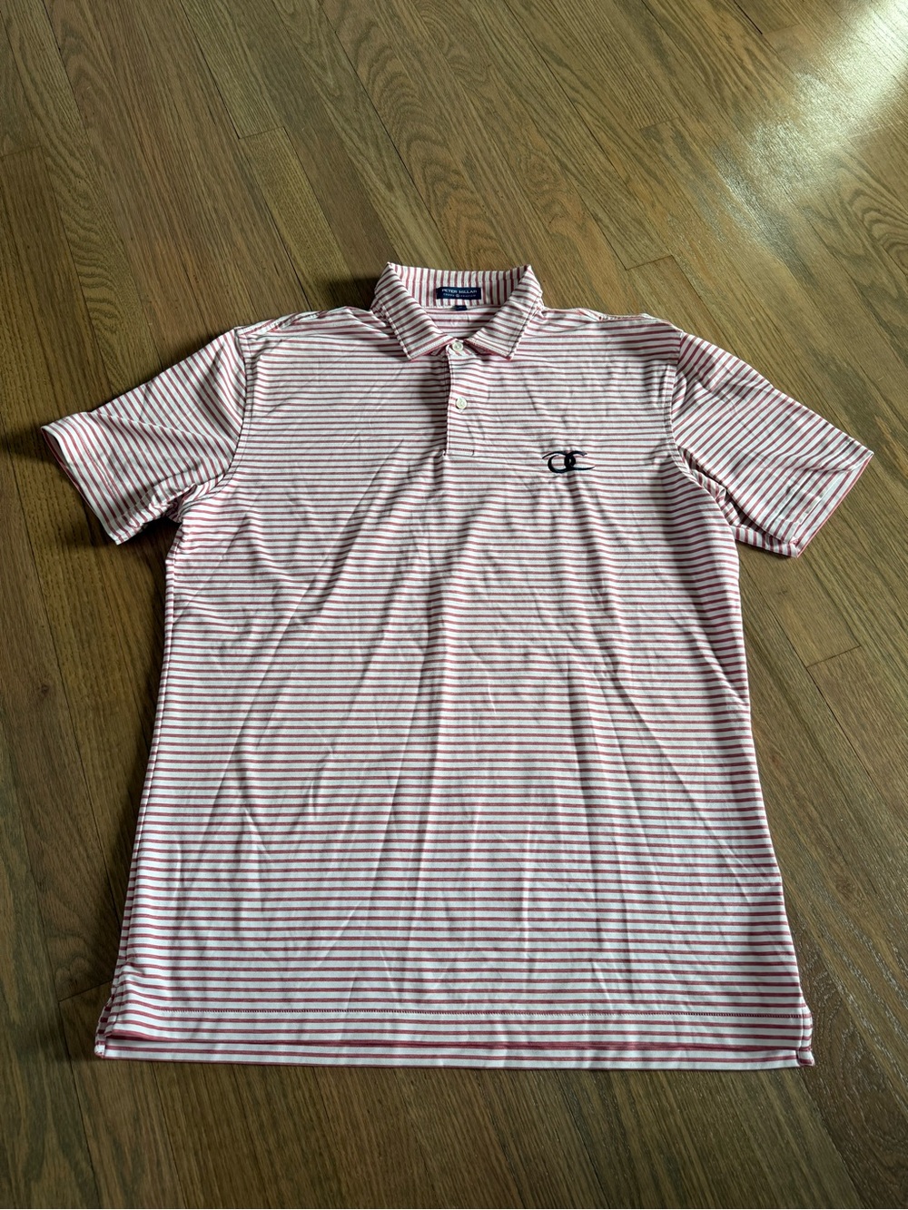 Peter Millar Red and White Striped Polo
